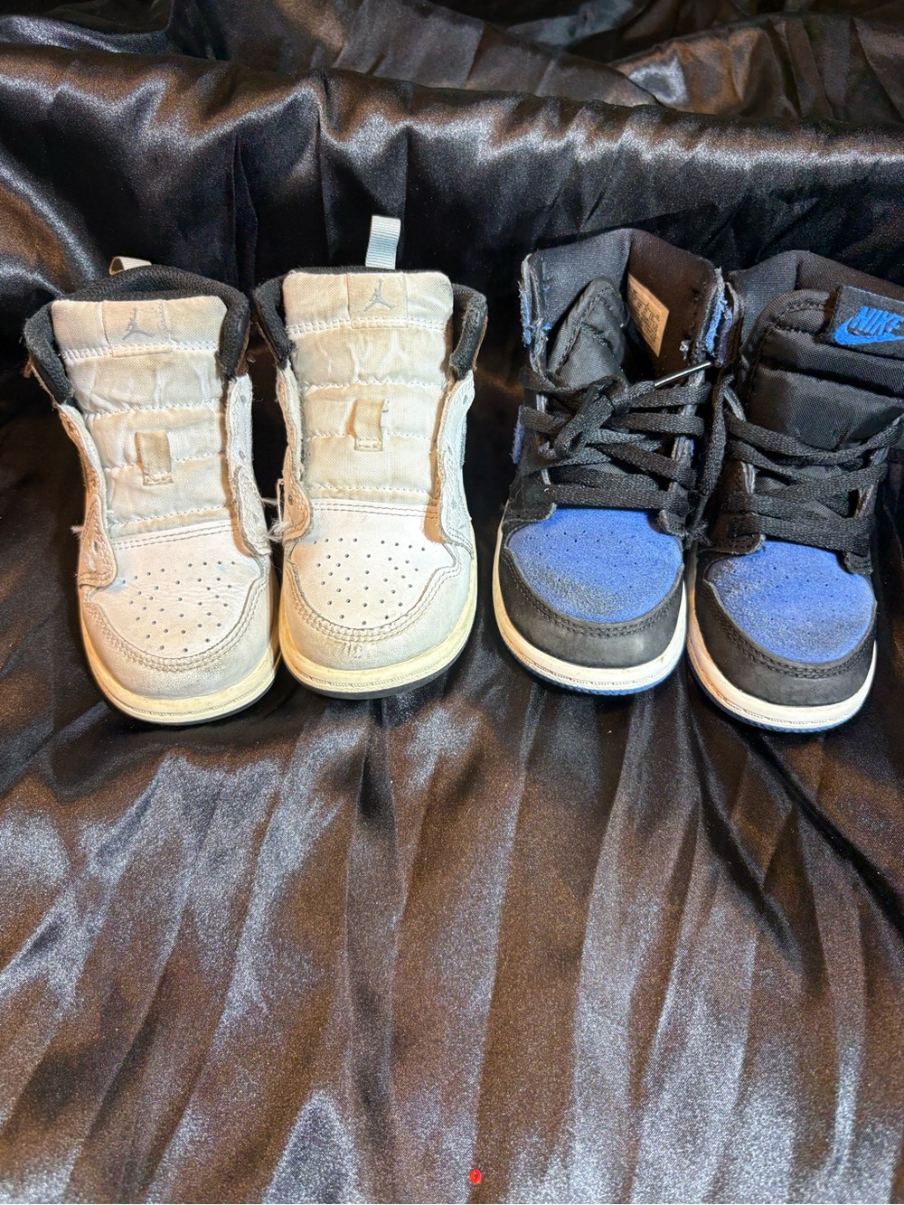 Lot of 2 Jordan 1 Retro High Toddler Shoes Size 8C White Grey & Black Blue